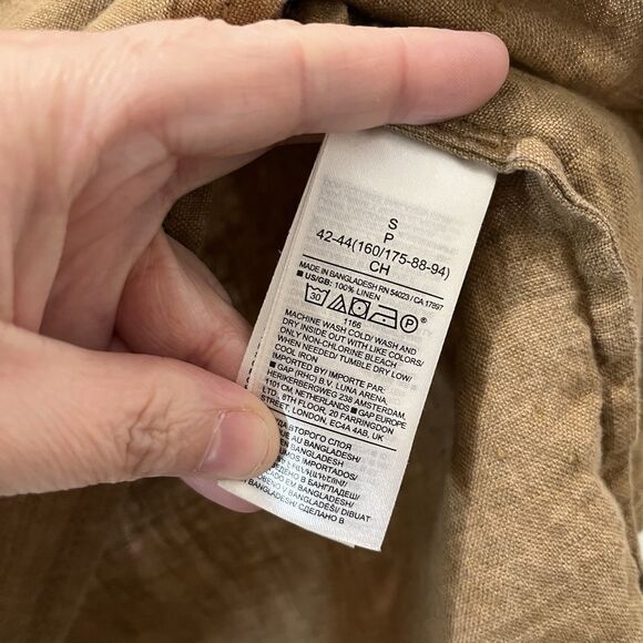 Banana Republic Cruz Linen Utility Top Off White Brown V-Neck Short Sleeve Sz S - Picture 4 of 8